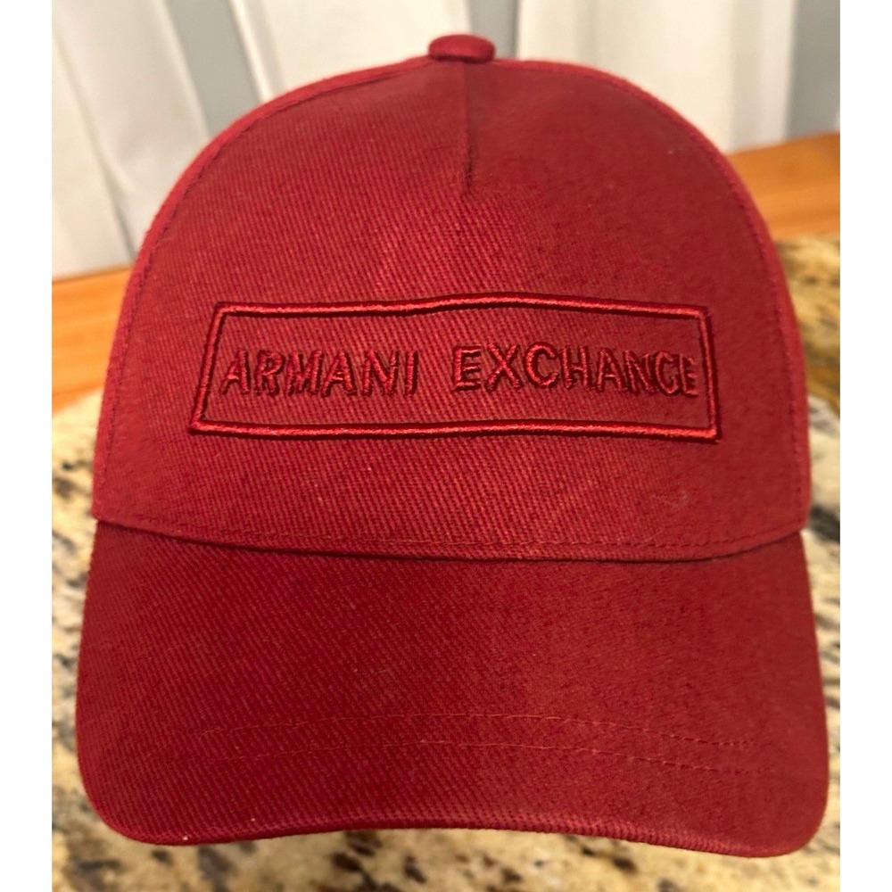 Armani Exchange Men's Maroon Solid Baseball Cap One Size Adjustable